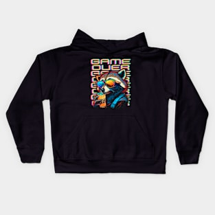 Neon Raccoon Game Over Kids Hoodie